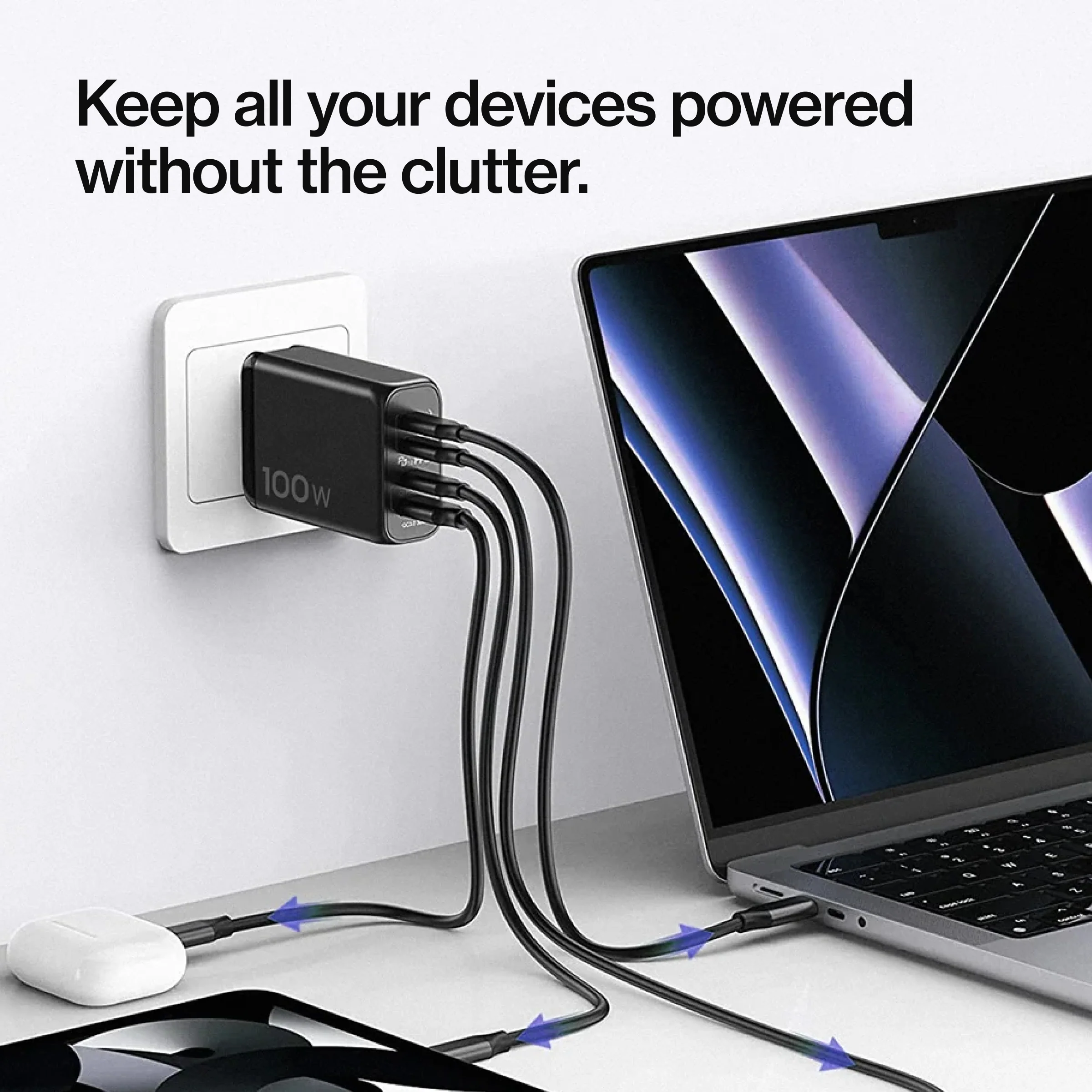 100W GaN Power Adapter | 4 Port Wall Charger | Universal & Compact - Image 4