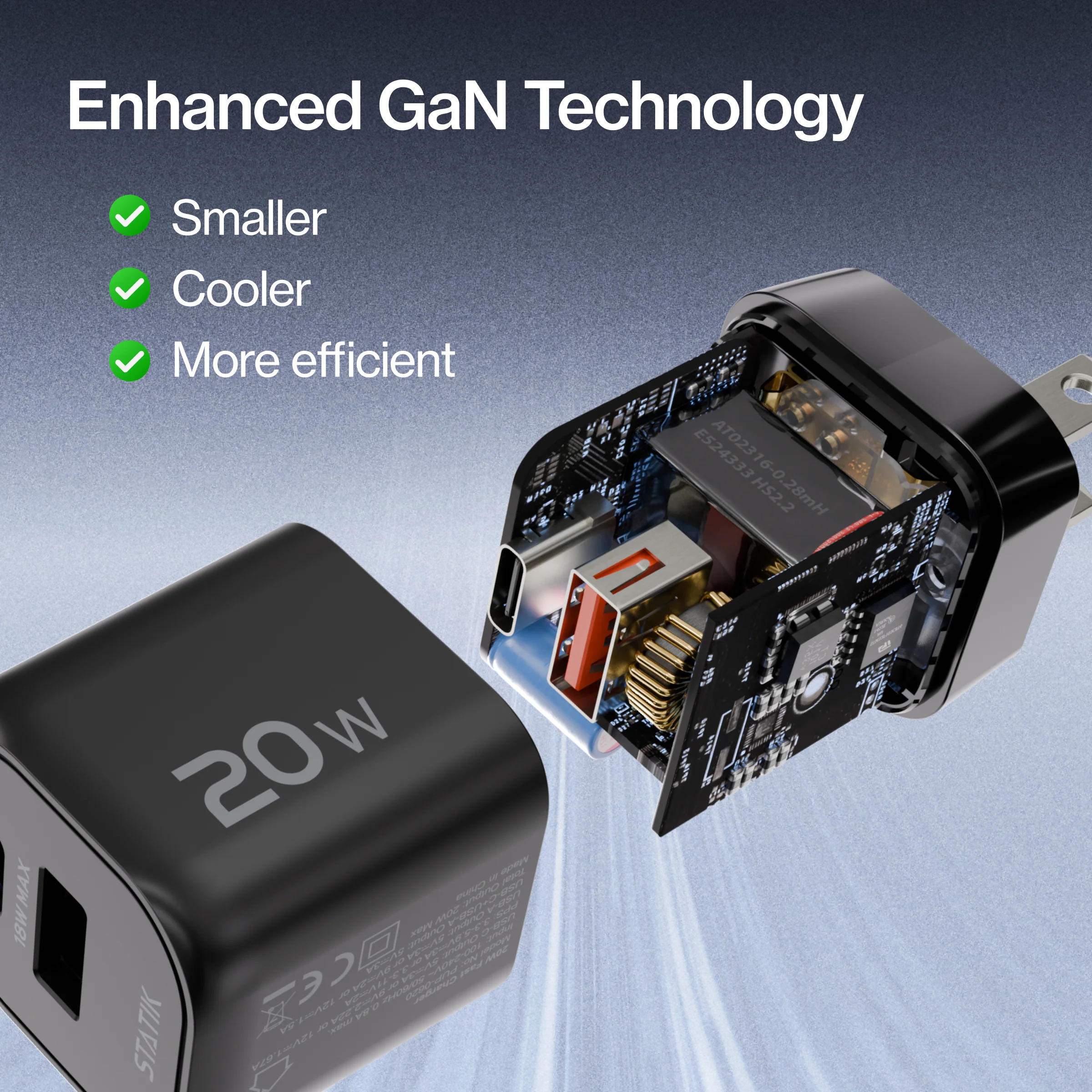 20W GaN Power Adapter | 2 Port Wall Charger | Universal & Compact - Image 5
