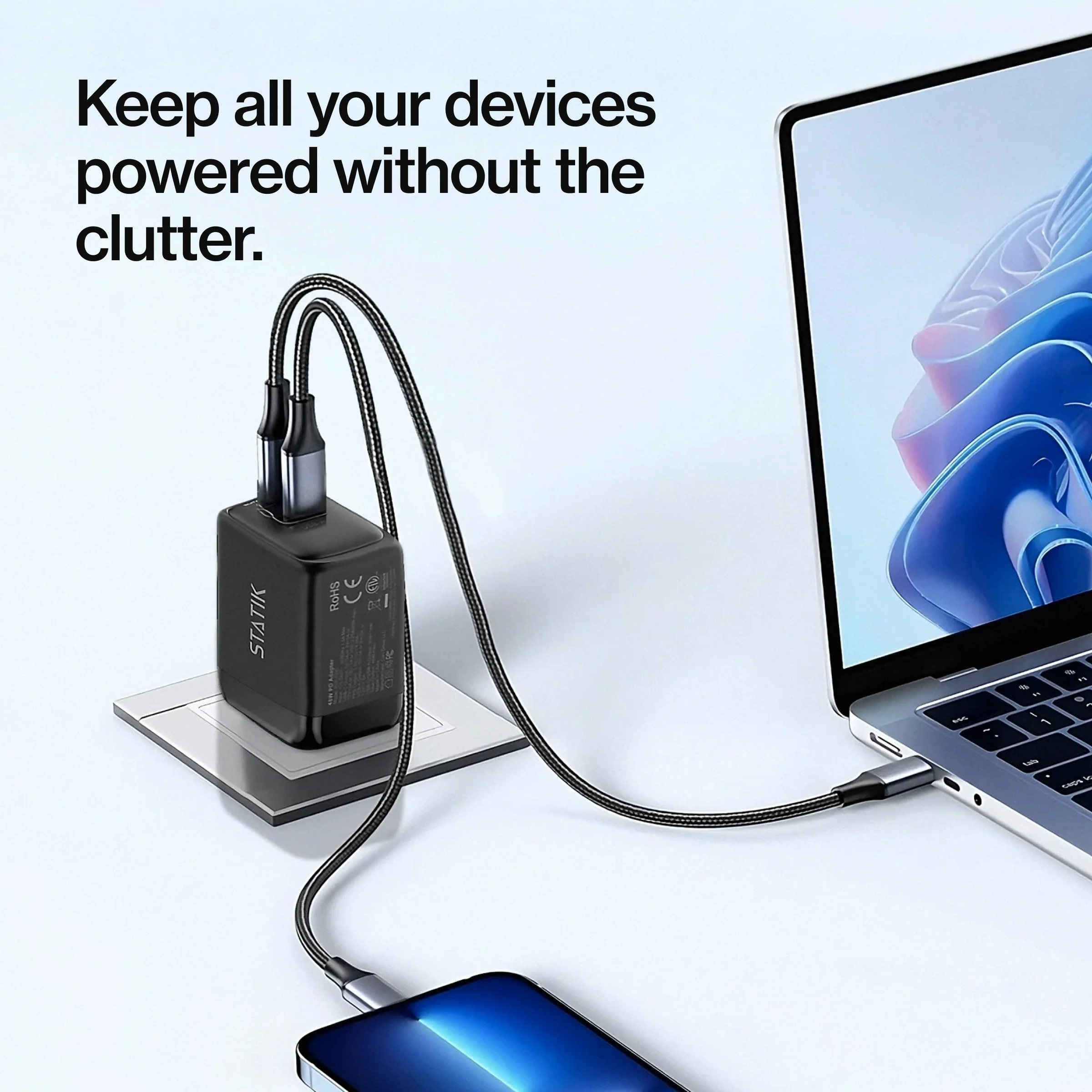 48W GaN Charger Global | Includes 3 International Plug Adapters (EU, UK, AU) - Image 4