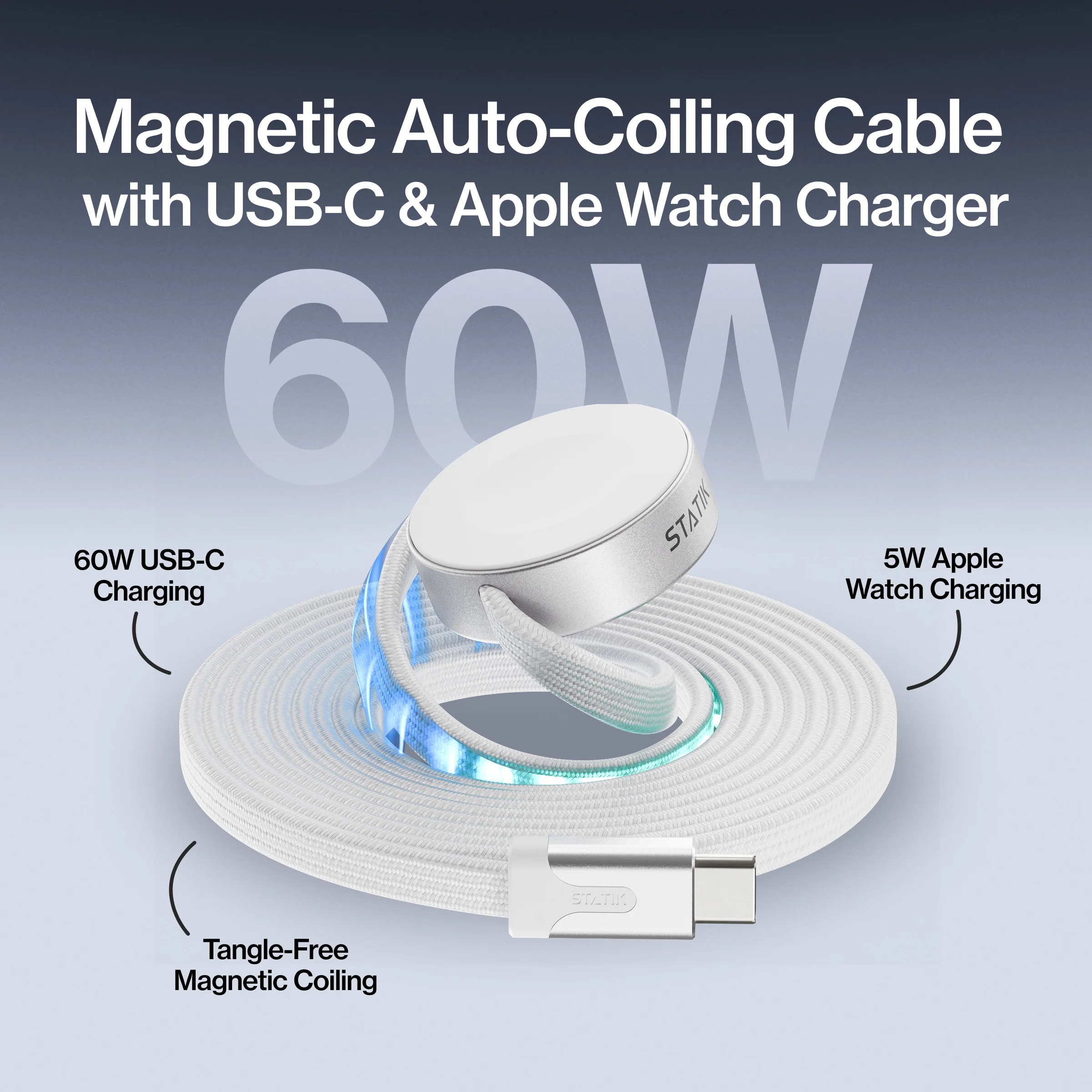 MagStack® Duo | 2-in-1 Wireless Apple Watch Charger & USB-C Cable - Image 3