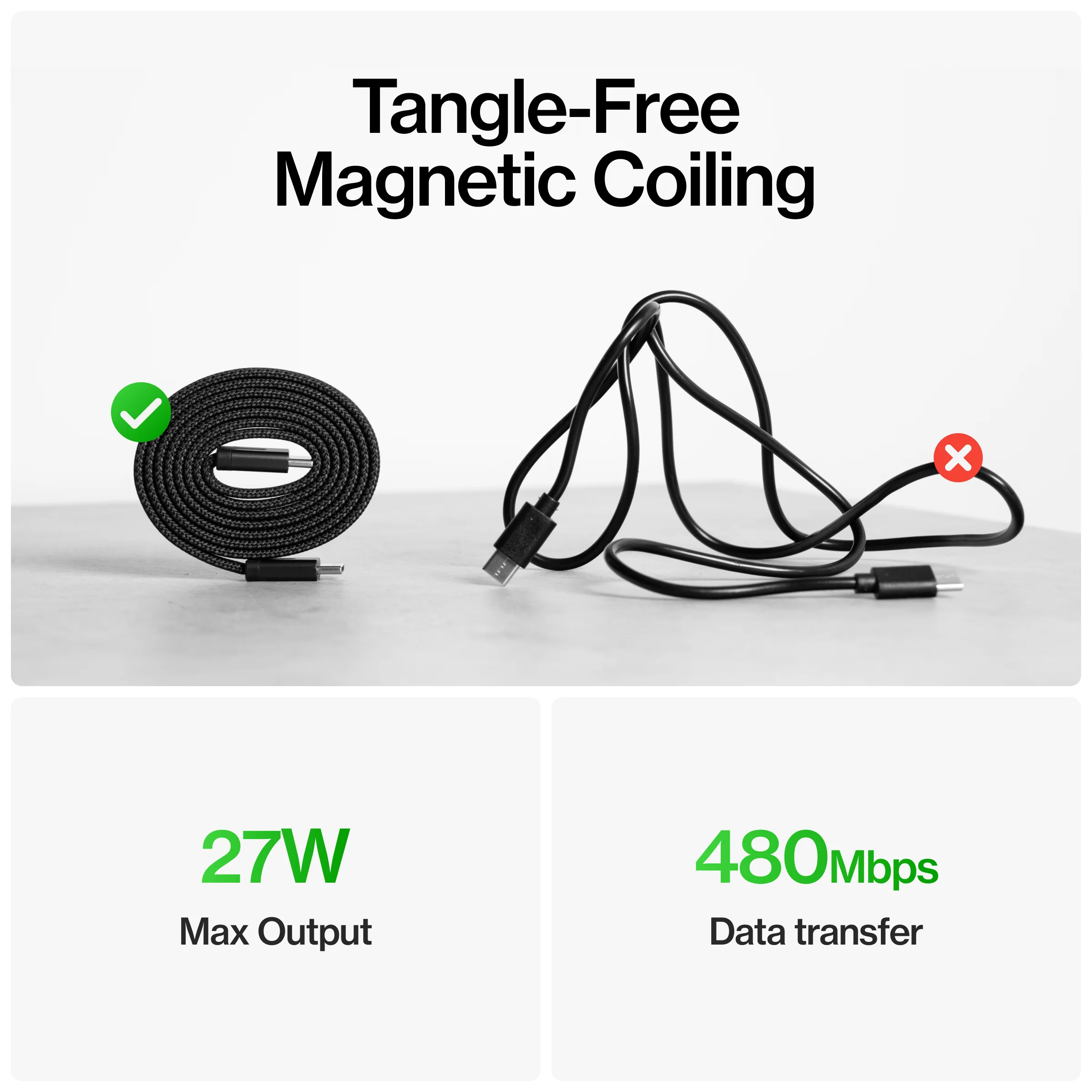 MagStack® Slim | Tangle-Free Magnetic Nylon | Charge & Data Cable - Image 9