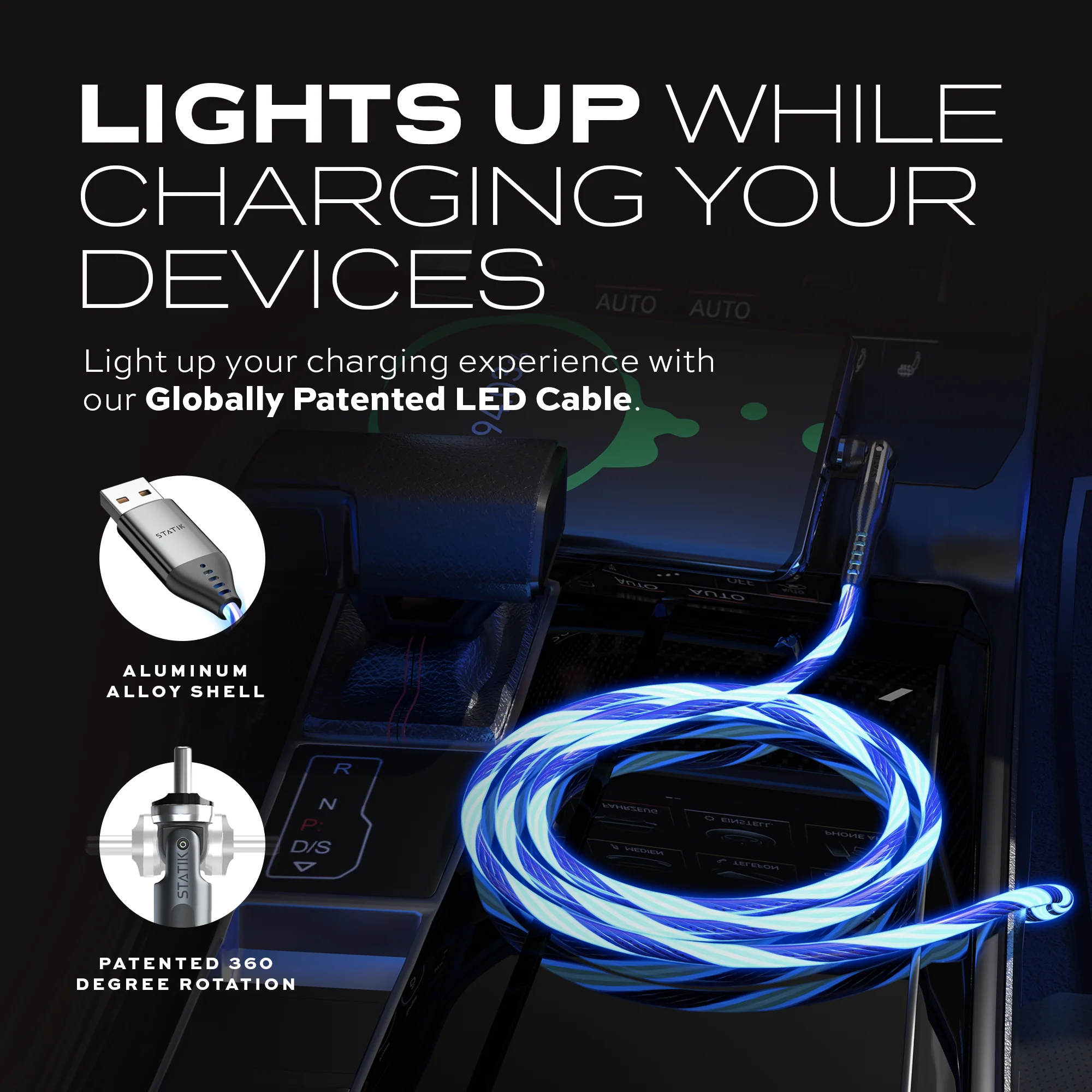 PowerPivot® GloBright® | USB-A to USB-C or Lightning | Data & Charge - Image 4