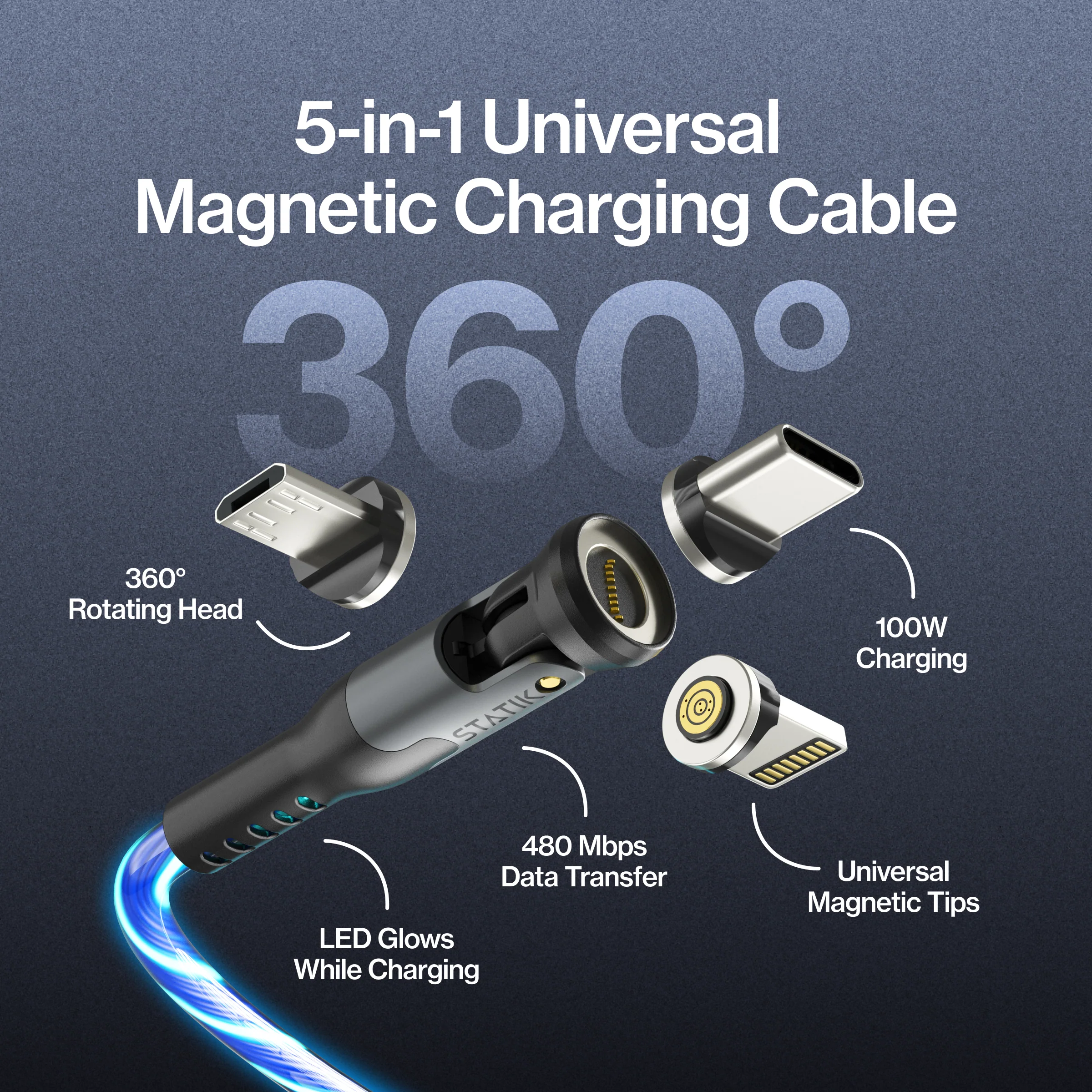 Statik® 360 Pro | 100W Universal Charge & Data Cable - Image 48